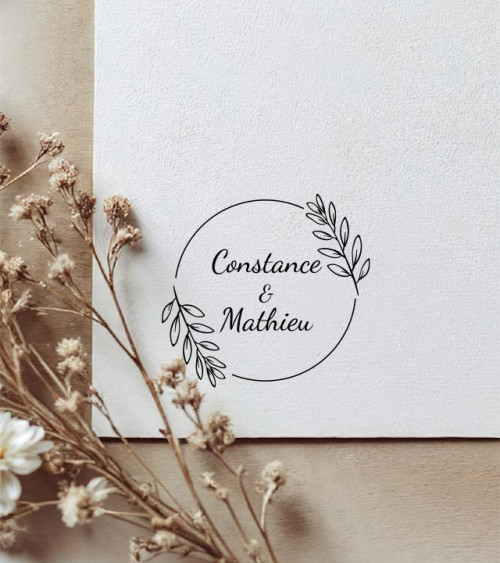 Tampon Mariage personnalisé prénoms et couronne .