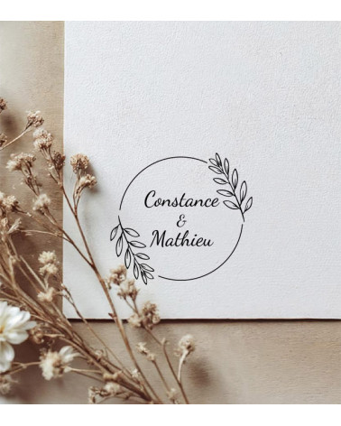 Tampon Mariage personnalisé prénoms et couronne .