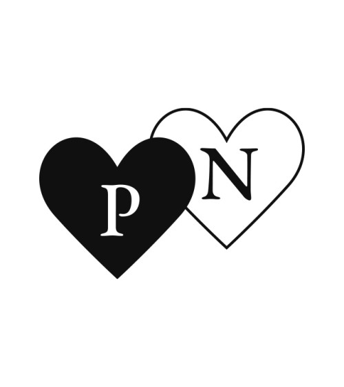 Tampon Mariage personnalisé vos initiales dans deux cœurs.