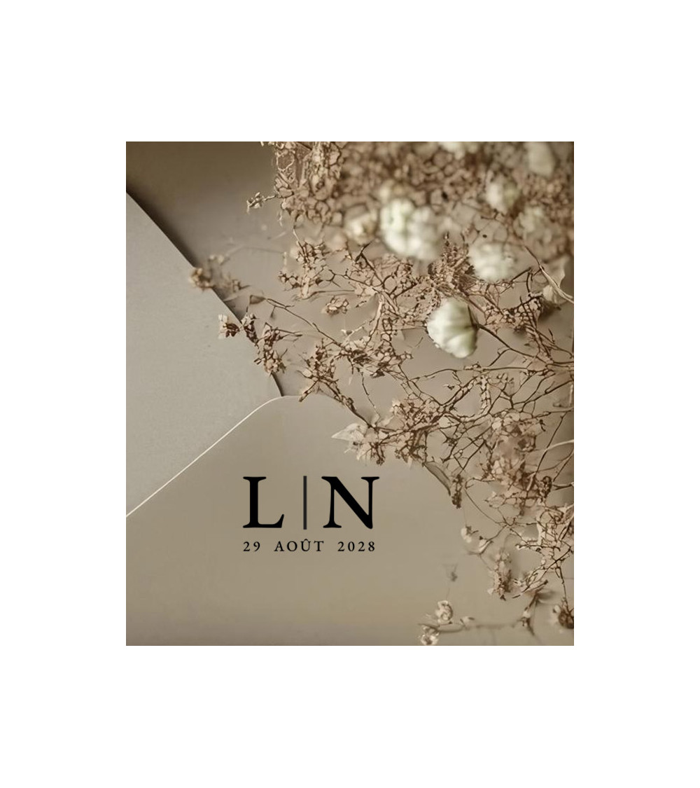 Tampon Mariage personnalisé avec vos initiales et la date.