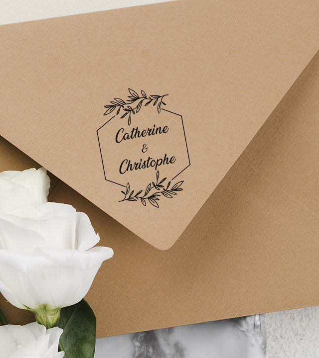 Tampon Mariage personnalisé avec vos prénoms.