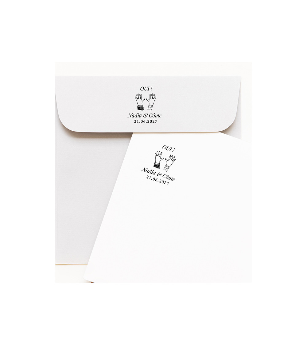 Tampon Mariage personnalisé Prénoms et date.