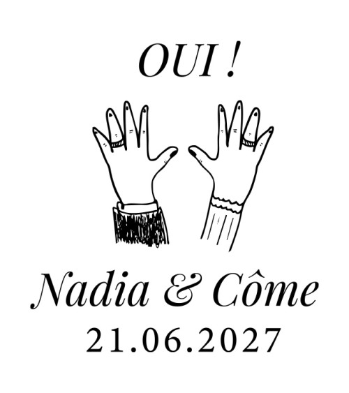 Tampon Mariage personnalisé Prénoms et date.
