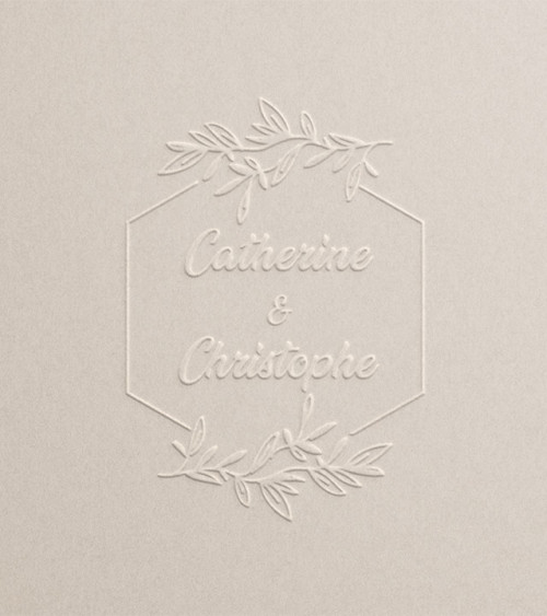 Tampon à Sec pour embosser vos prénoms dans un motif fleuri et romantique.