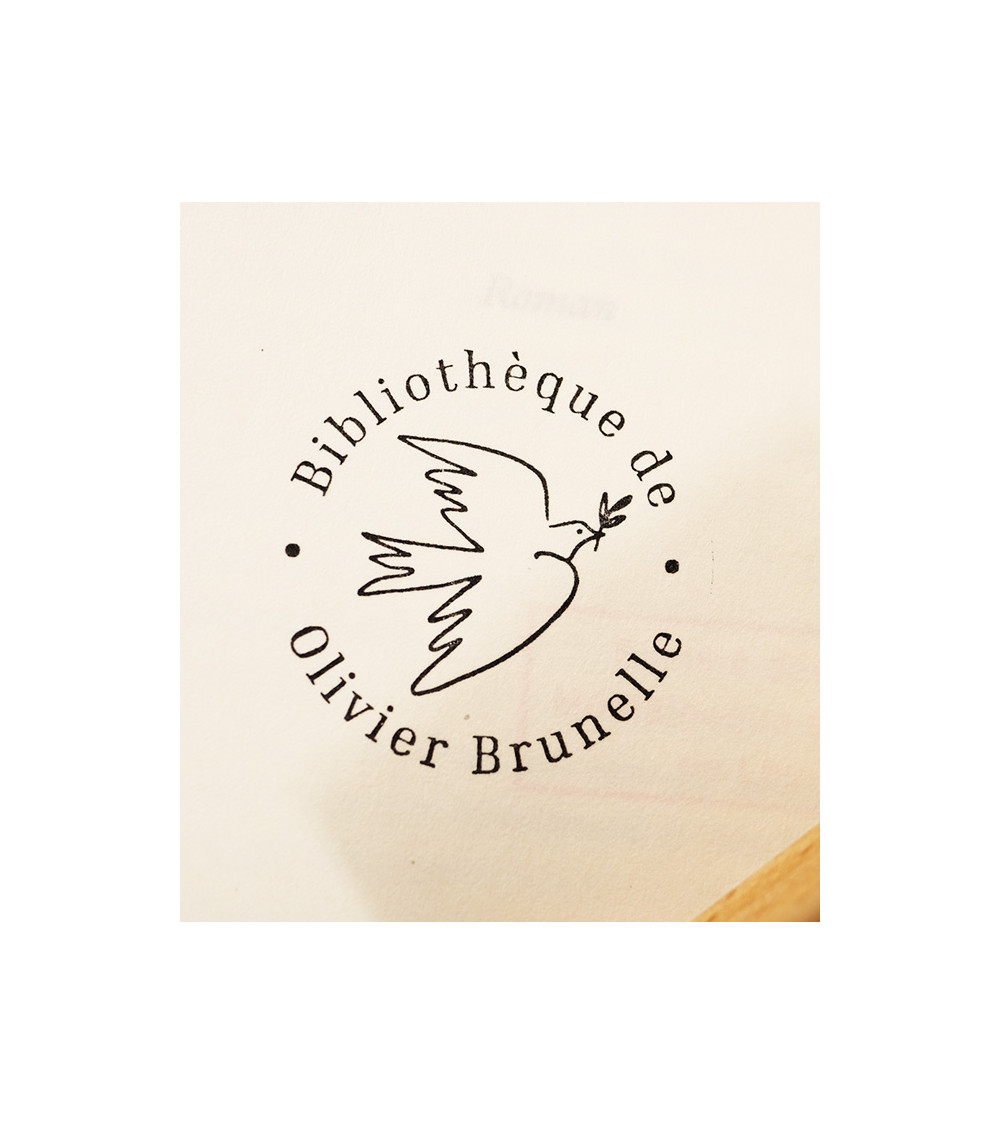 Tampon en Bois Ex-libris "Colombe"