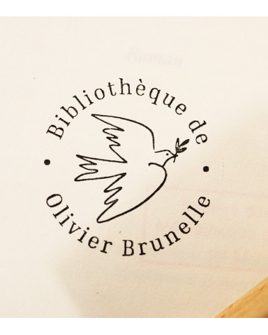 Tampon en Bois Ex-libris "Colombe"