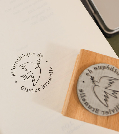 Tampon en Bois Ex-libris "Colombe"