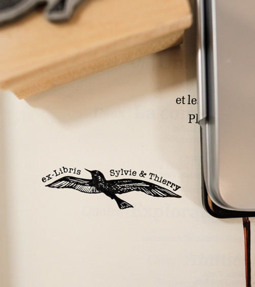 Tampon en Bois Ex-libris "Mouette"