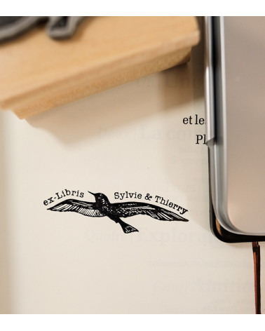 Tampon en Bois Ex-libris "Mouette"