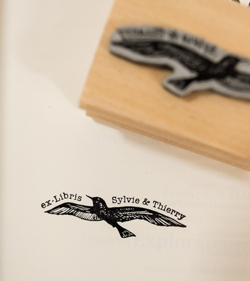 Tampon en Bois Ex-libris "Mouette"