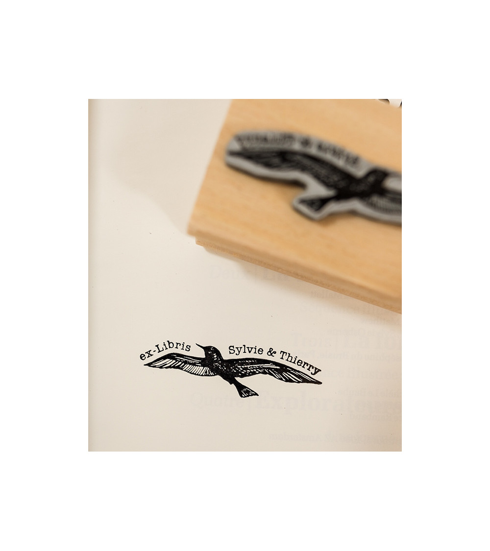 Tampon en Bois Ex-libris "Mouette"