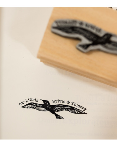 Tampon en Bois Ex-libris "Mouette"