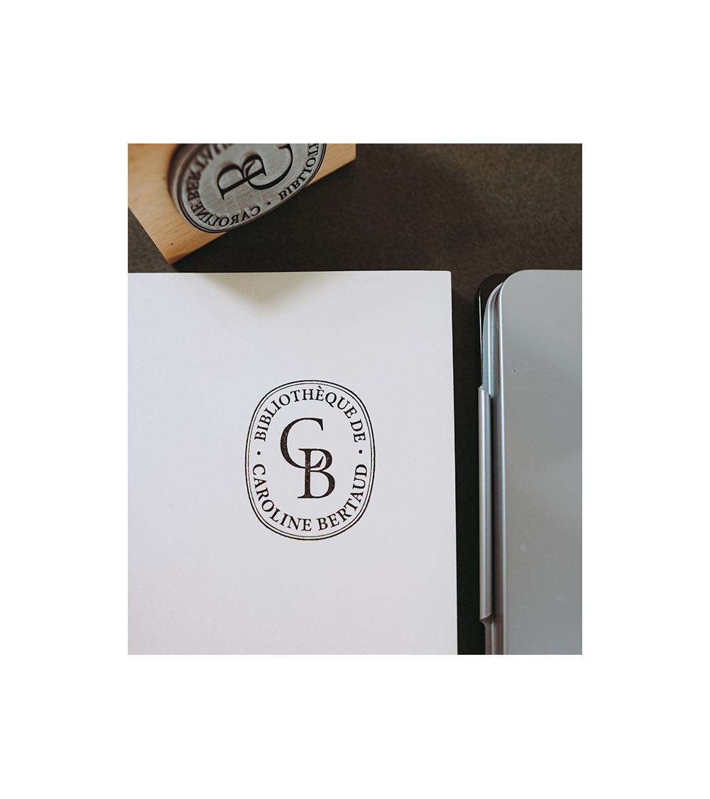 Tampon en Bois Ex-libris "Elégant Entrelacé"