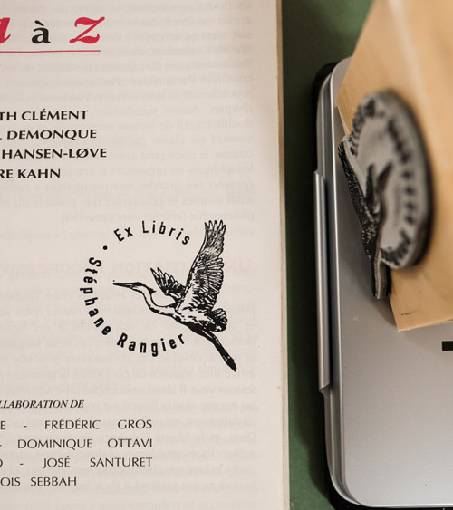 Tampon en Bois Ex-libris "Le Héron"
