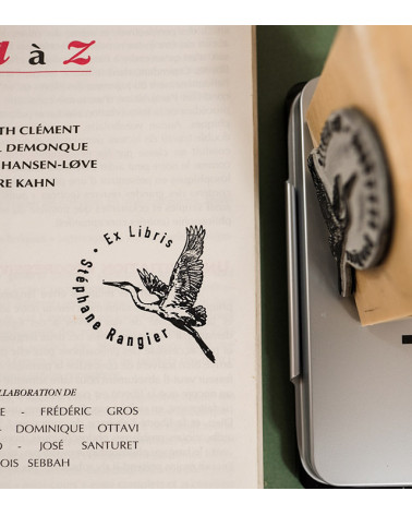 Tampon en Bois Ex-libris "Le Héron"