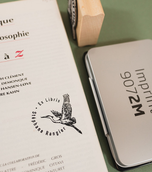 Tampon en Bois Ex-libris "Le Héron"