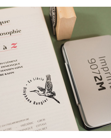 Tampon en Bois Ex-libris "Le Héron"