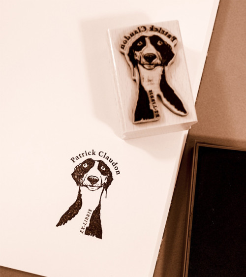 Tampon en Bois Ex-libris "Chien"
