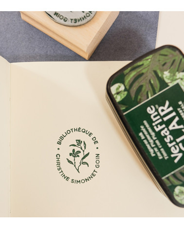 Tampon en Bois Ex-libris "Bouquet Oval"