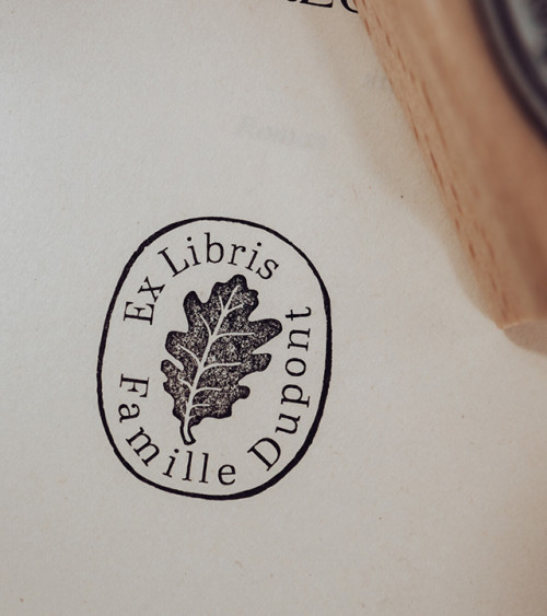 Tampon en Bois Ex-libris "Feuille"