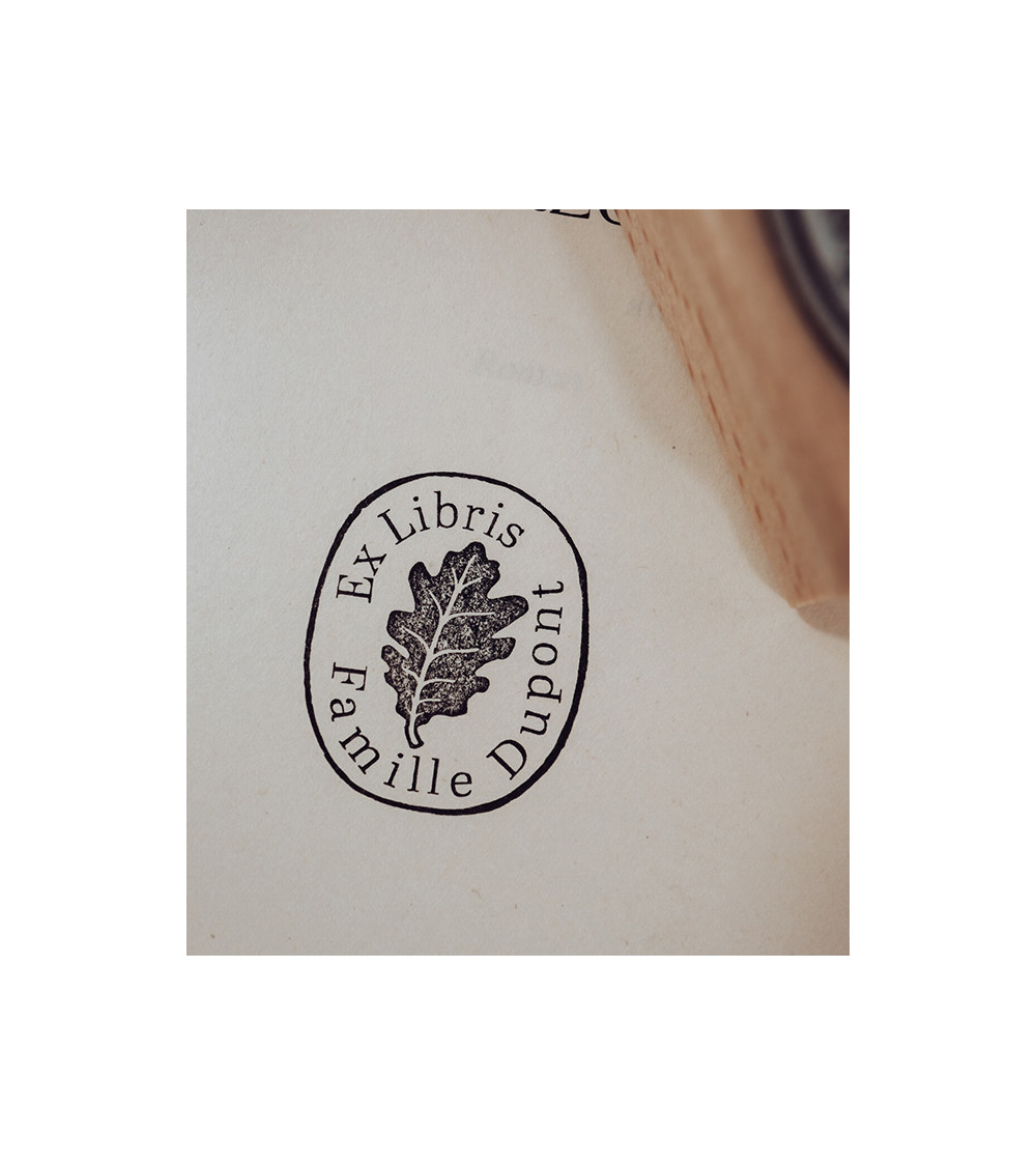 Tampon en Bois Ex-libris "Feuille"