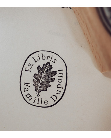 Tampon en Bois Ex-libris "Feuille"