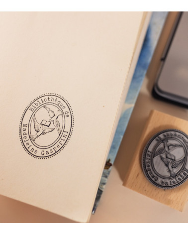Tampon en Bois Ex-libris "Romantique"