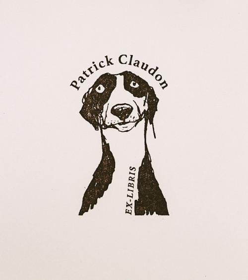 Tampon en Bois Ex-libris "Chien"