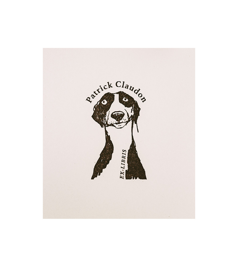 Tampon en Bois Ex-libris "Chien"