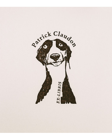 Tampon en Bois Ex-libris "Chien"