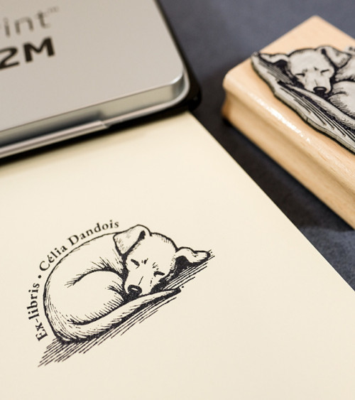Tampon en Bois Ex-libris "Chiot"