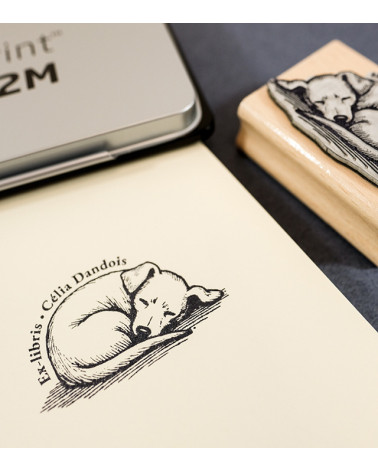 Tampon en Bois Ex-libris "Chiot"