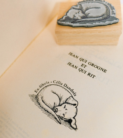 Tampon en Bois Ex-libris "Chiot"