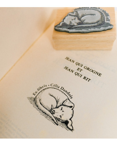 Tampon en Bois Ex-libris "Chiot"