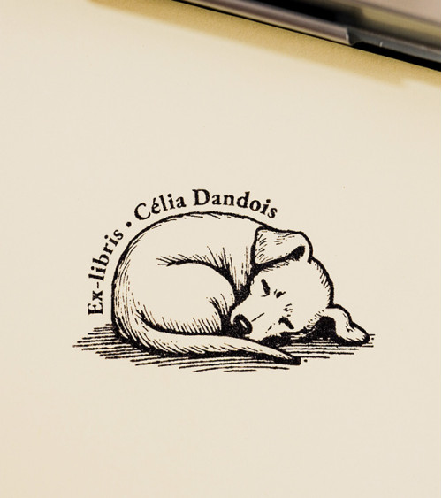 Tampon en Bois Ex-libris "Chiot"