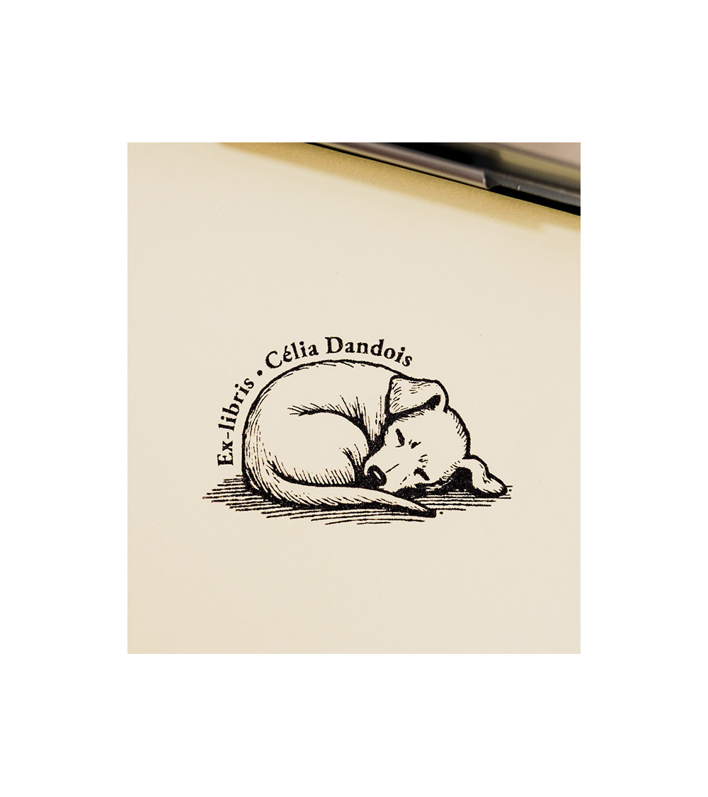 Tampon en Bois Ex-libris "Chiot"