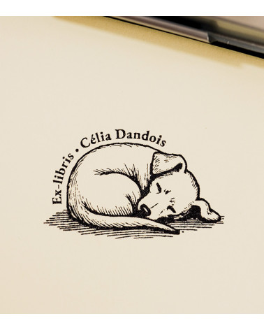 Tampon en Bois Ex-libris "Chiot"