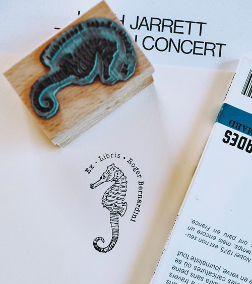 Tampon en Bois Ex-libris "Hippocampe"