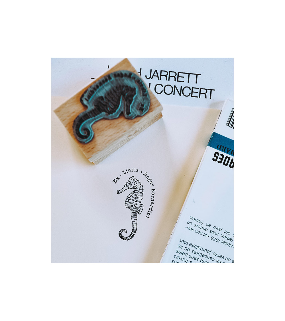 Tampon en Bois Ex-libris "Hippocampe"