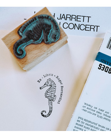 Tampon en Bois Ex-libris "Hippocampe"