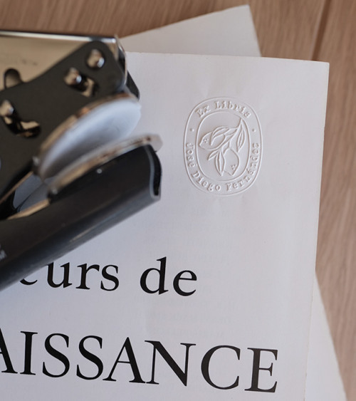 Timbre à sec Ex-libris modèle "Menton"
