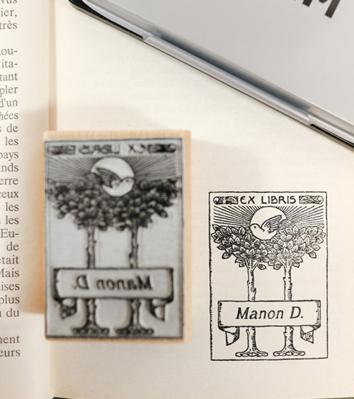 Tampon en Bois Ex-libris "Printemps"