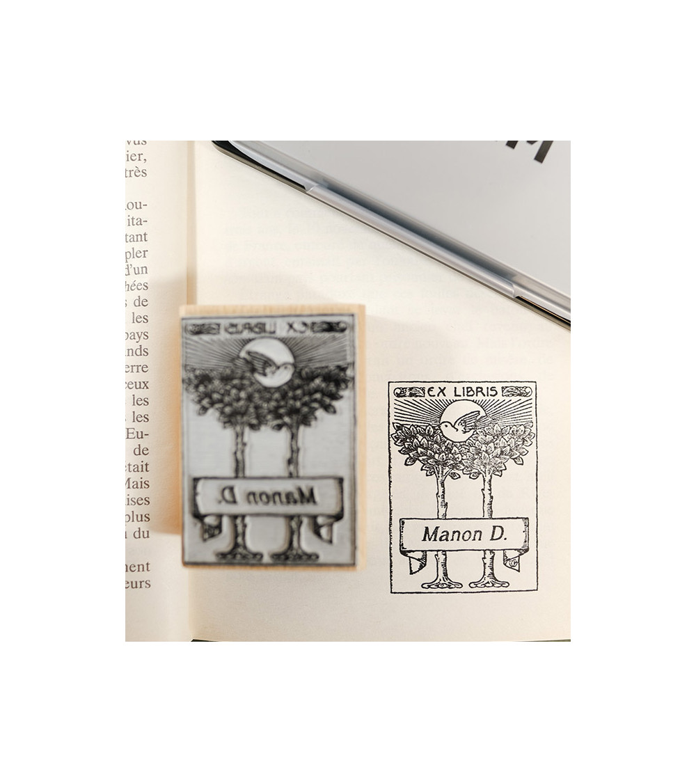 Tampon en Bois Ex-libris "Printemps"