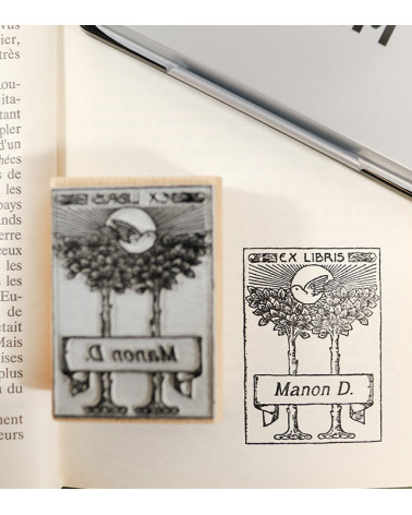Tampon en Bois Ex-libris "Printemps"