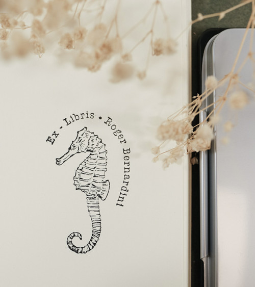 Tampon en Bois Ex-libris "Hippocampe"