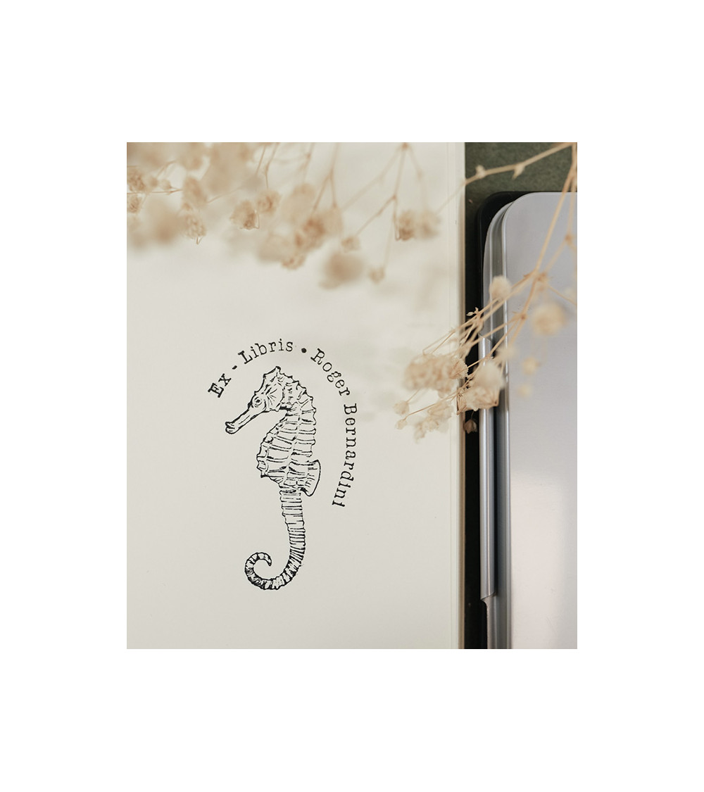 Tampon en Bois Ex-libris "Hippocampe"