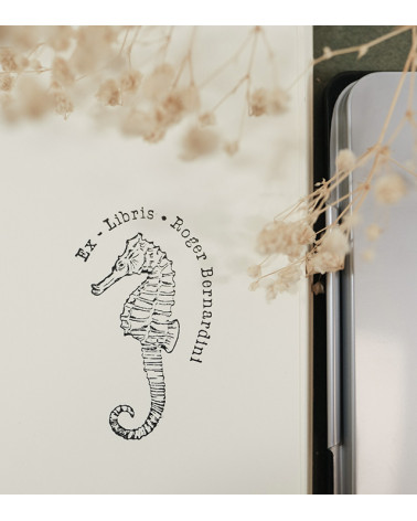 Tampon en Bois Ex-libris "Hippocampe"