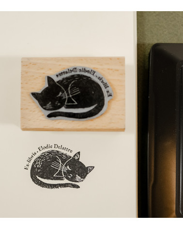 Tampon en Bois Ex-libris "Chat"