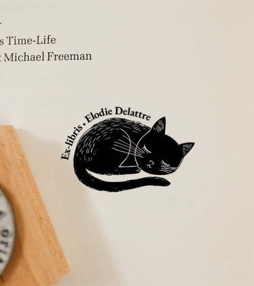Tampon en Bois Ex-libris "Chat"
