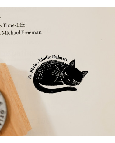 Tampon en Bois Ex-libris "Chat"